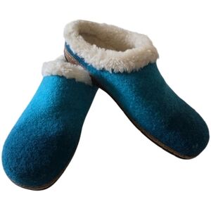 Earth Origins Faux Fur Men's Slippers Slip Ons Turqoise Blue Size 10